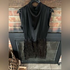 Amanda Uprichard Black Dress with Fringe Detail